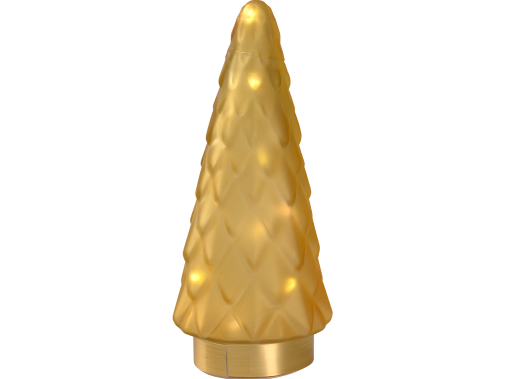 Juletræ i glas 10,5x24,5cm mat rav m/10 LED lys 