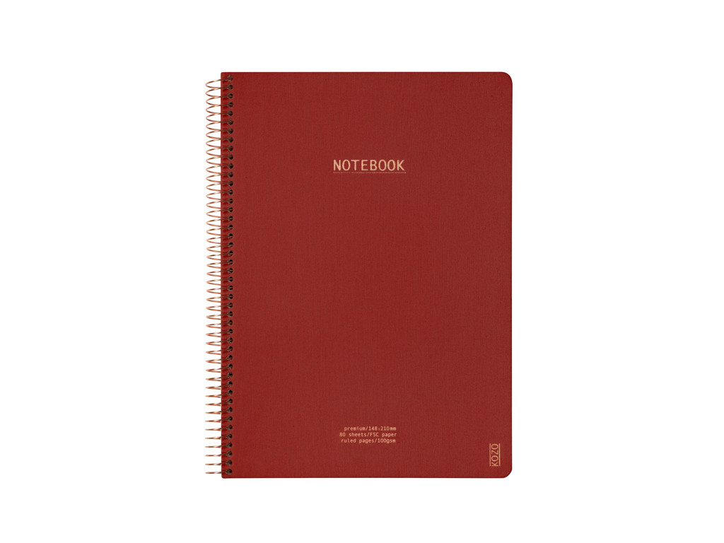 Notesbog KOZO Premium A4 100 g linjeret rust