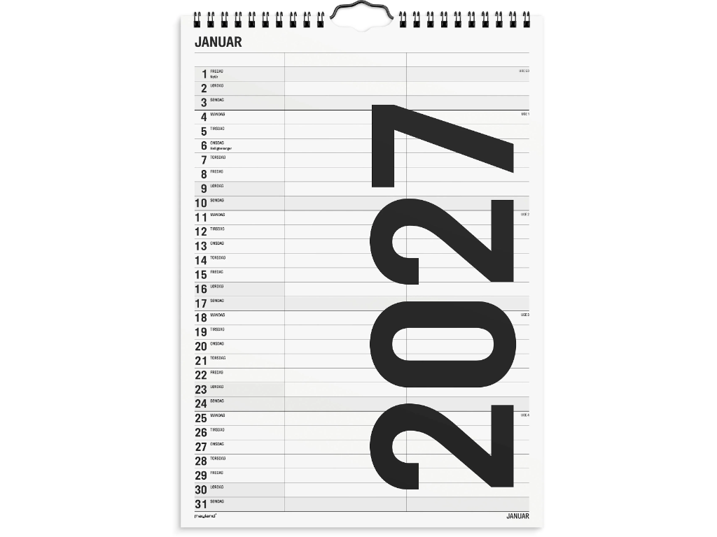 Familiekalender Black and white 2 kol. 2027