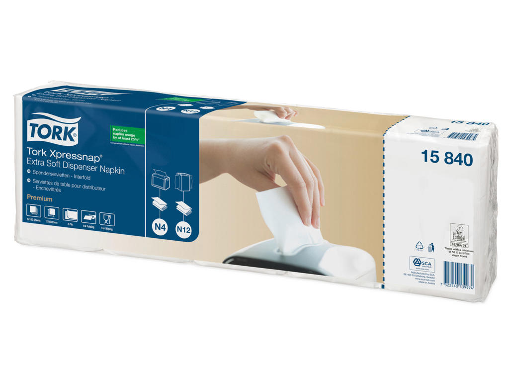 Servietter Tork N4 15840 Xpressnap 2-lags hvid 4000 stk. 
