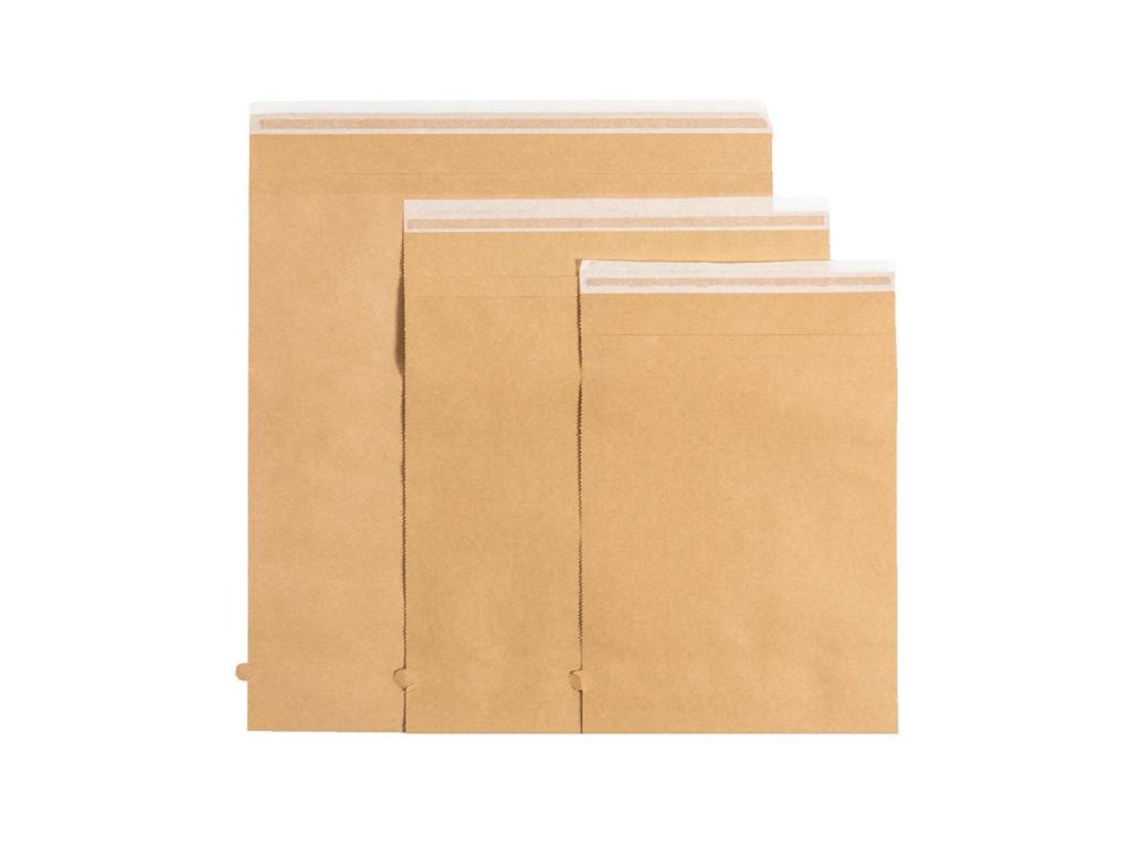 Forsendelsesposer 250x320mm med genluk 110g brun papir V-bund