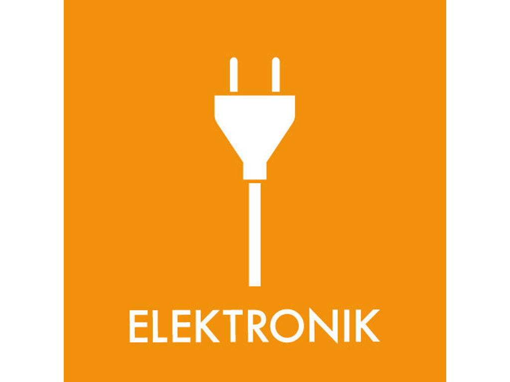 Affaldspiktogram SMÅT ELEKTRONIK | 12x12cm | Selvklæbende Folie | Orange