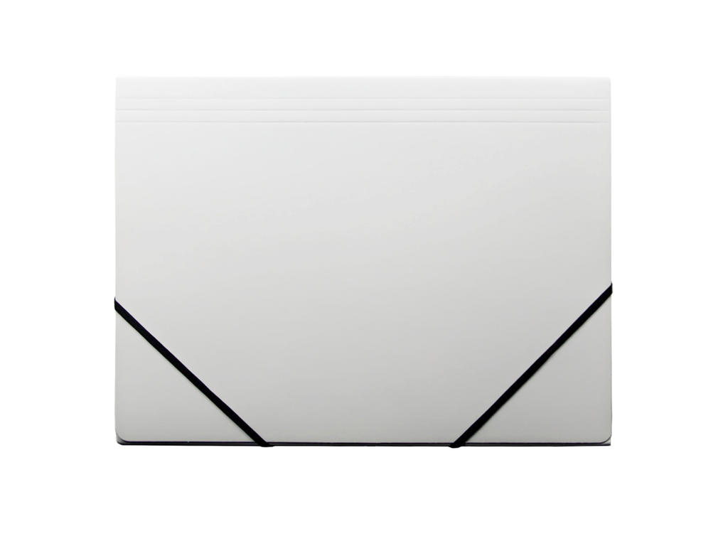 Elastikmappe A4 karton hvid m/3 klapper