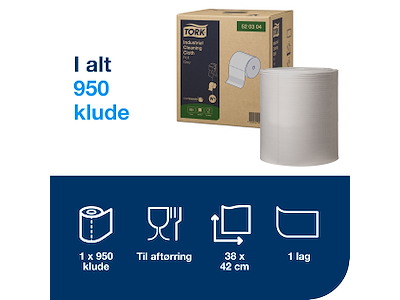 Aftørringspapir Tork W1 520304 Industri 1-lags grå 950 ark/rl.