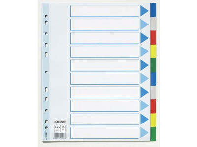 Faneblade A4+ Esselte 10 delt farvet plast maxi