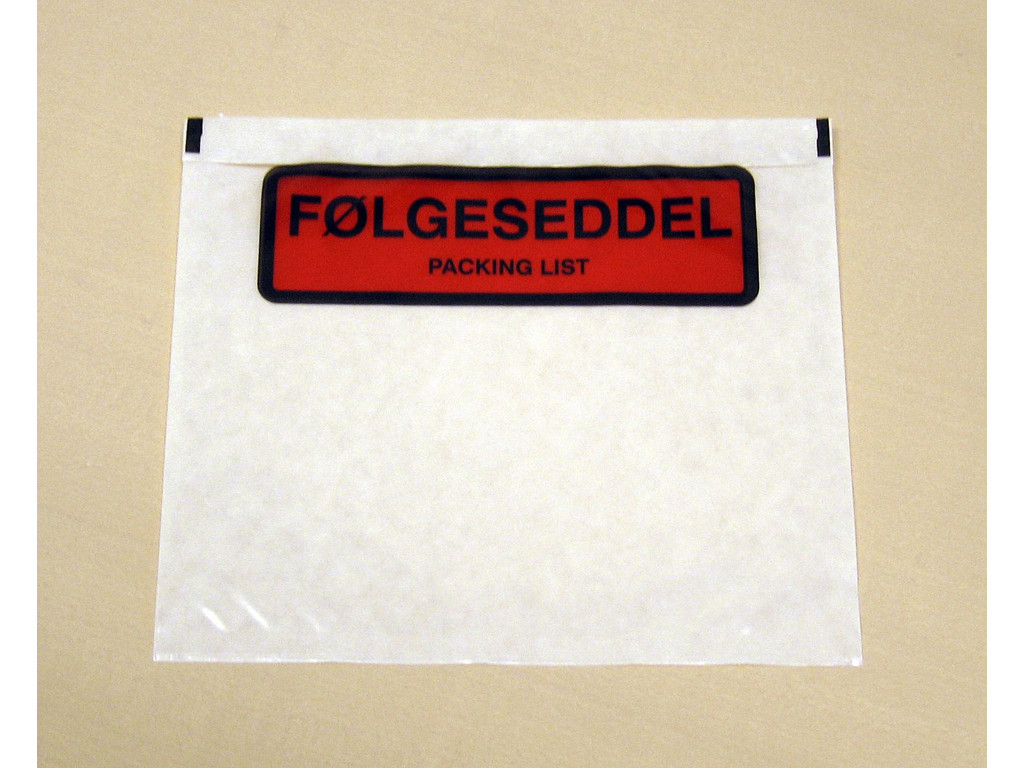 Følgeseddellomme C9 med tryk 1000 stk