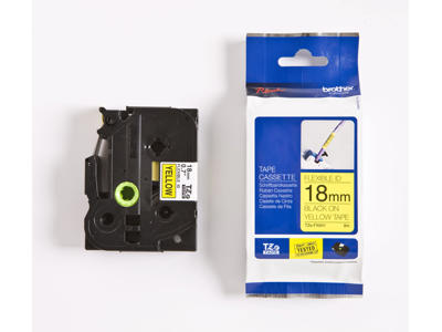 Brother tape TZeFX641 18mm sort/gul flexible 