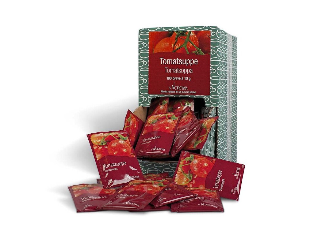 Tomatsuppe i portionsbrev.  100 stk