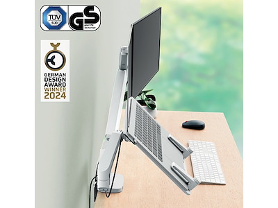 Monitorarm til 1 skærm og 1 laptop Leitz Ergo lysgrå