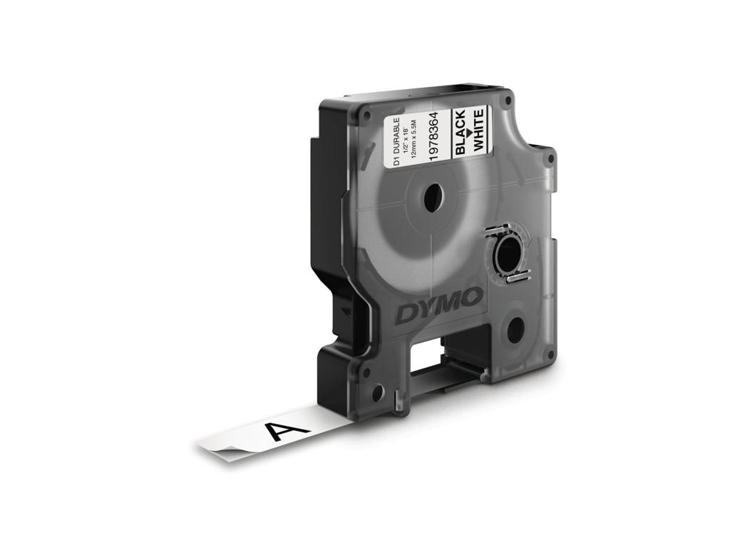 Dymo tape 1978364 12mm sort/hvid stærkt klæbende