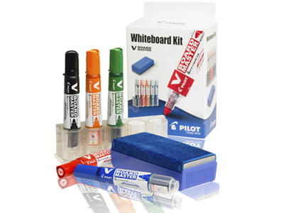 Whiteboard startsæt Pilot 5x penne, holder, visker