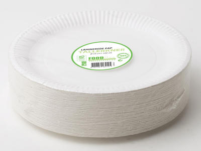 Tallerken 23 cm pap lamineret 100 stk.