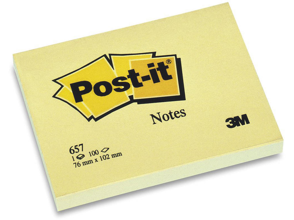 Post-it 76x102mm gul 12 blokke (657)