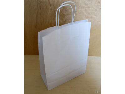 Bærepose papir hvid  260x120x350mm 16 liter med snoet hank 250 stk