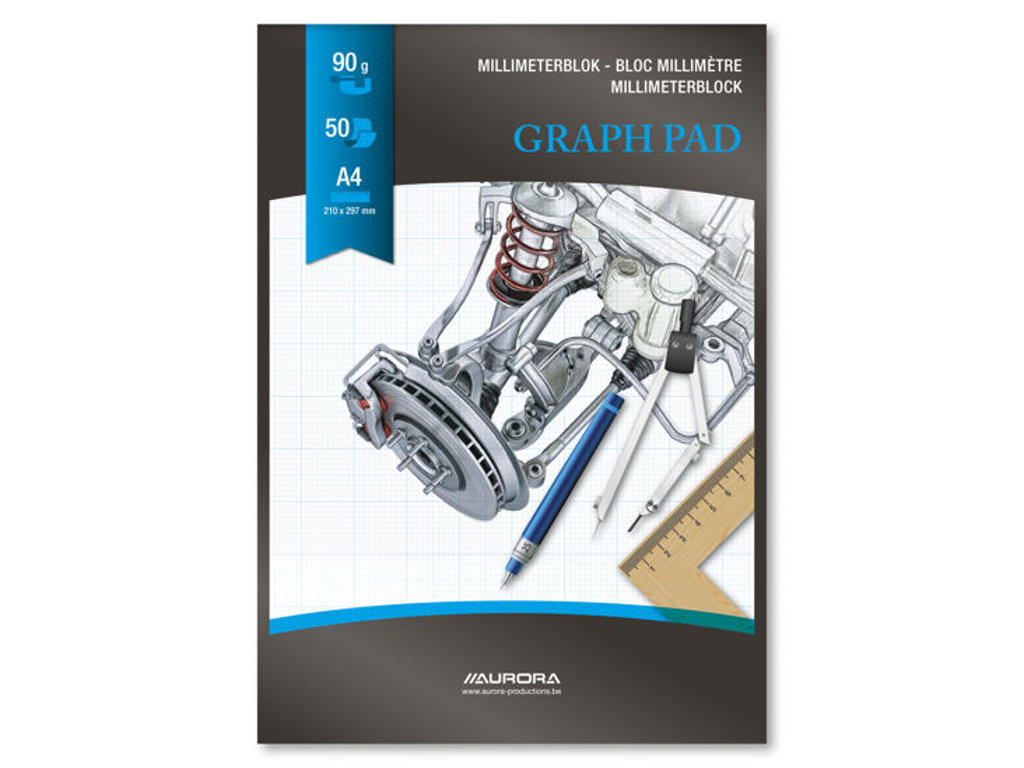 Millimeterpapir A4 blå 90gr 50 blade