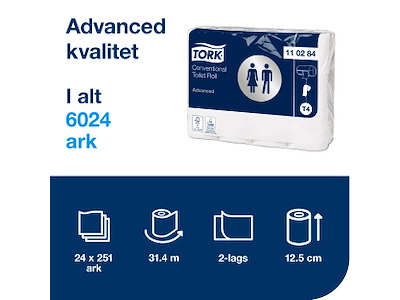 Toiletpapir Tork T4 110284 Advanced 2-lags 24 rl.