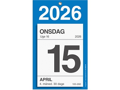 Kontorafrivningskalender m/bagsidetekst 2026