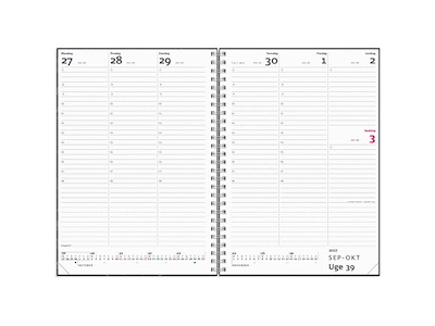 A5 ugekalender højformat mørkegrå PP-plast 2027