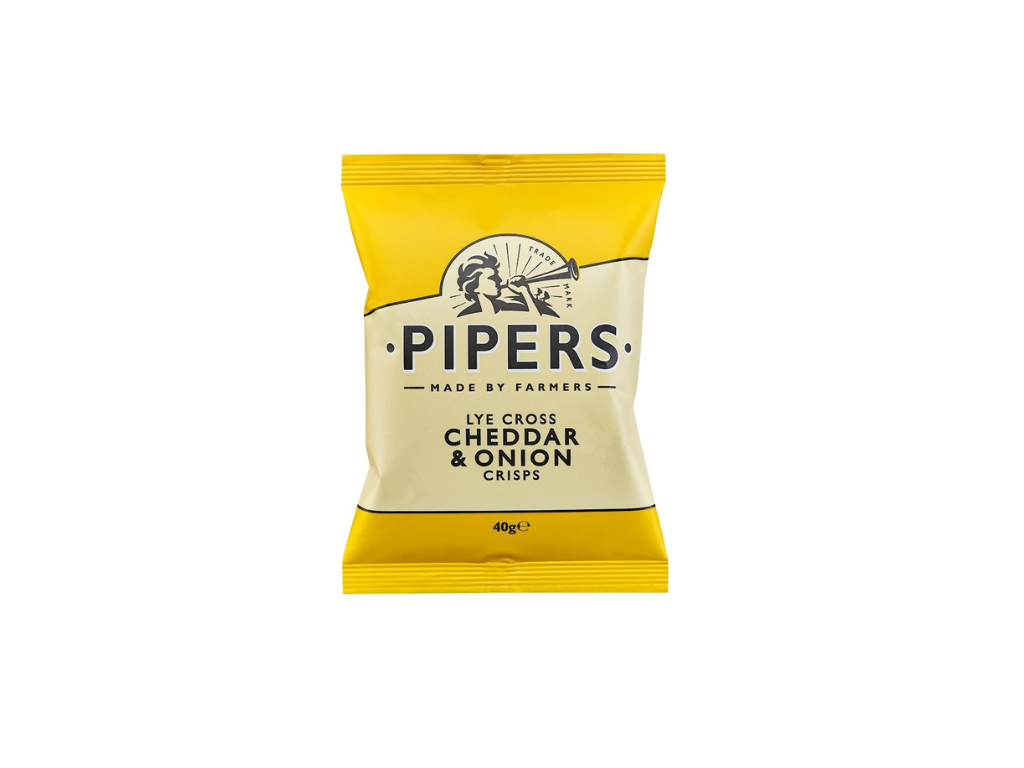 Pipers Crisps Cheddar & Onion, 24 x 40 gr.