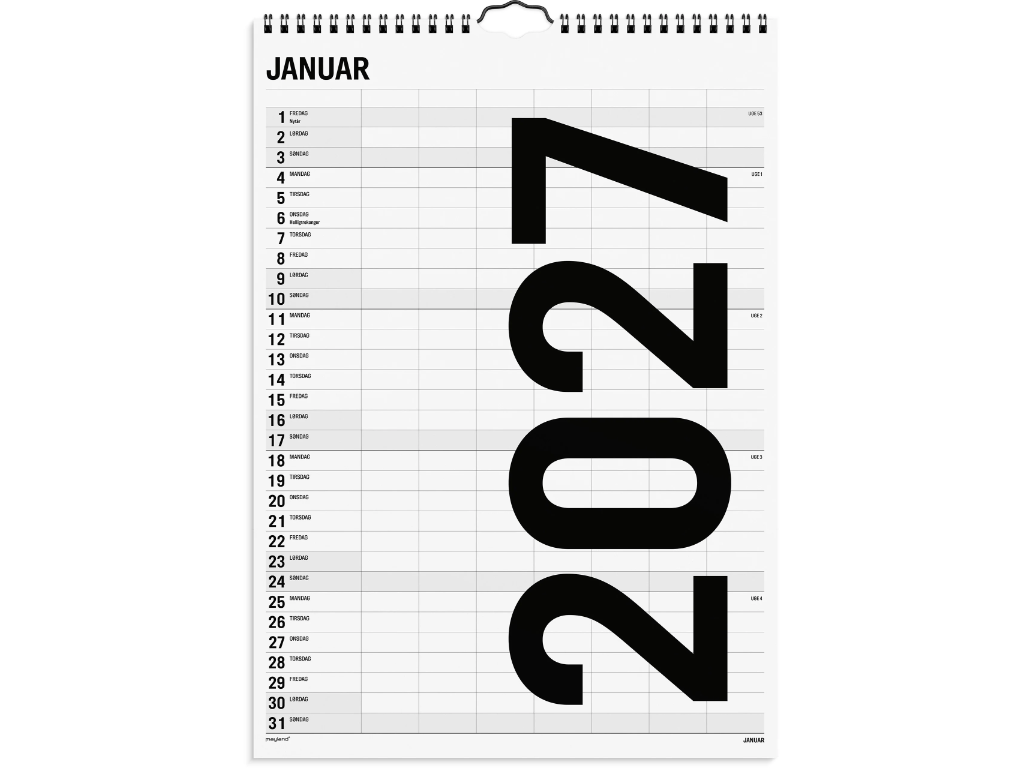 Familiekalender Black and white 7 kol. 2027