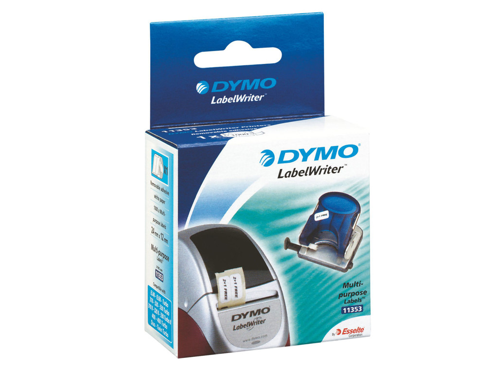Dymo etiketter 13x25mm 1000 stk. S0722530