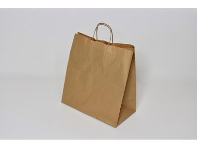 Bærepose papir brun 320x170x350mm 25 liter med snoet hank  250 stk