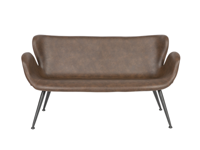 Loungesofa 2 pers. brun PU læder /sort stel