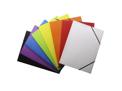 Elastikmappe A4 karton blå m/3 klapper