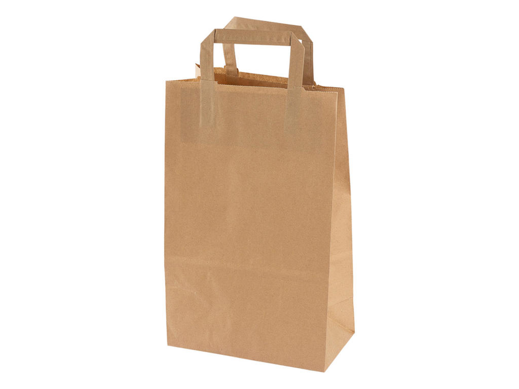 Bærepose papir brun 220x125x350 mm 11,5 liter med flad hank 250 stk