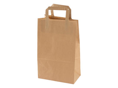 Bærepose papir brun 220x125x350 mm 11,5 liter med flad hank 250 stk