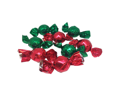 Chokoladekugler med fyld | Hasselnød | Rød/Grøn | 1 kg