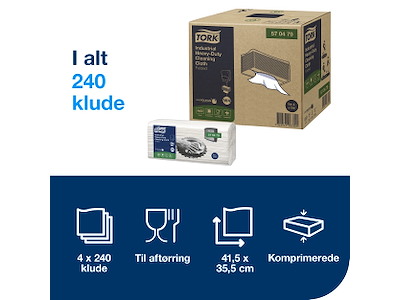 Aftørringsklud Tork W4 570479 Kraftig hvid 4x60 ark