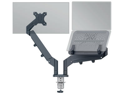 Monitorarm til 1 skærm og 1 laptop Leitz Ergo mørkegrå