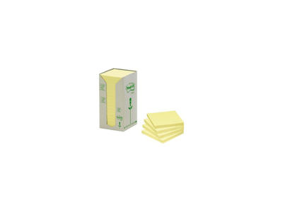 Post-it 76x76mm gul genbrug 16 blokke (654)