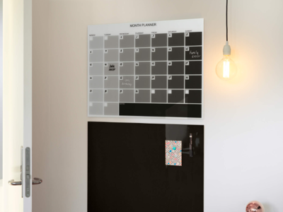 Magnetisk glastavle Naga | Month Planner | 80 x 60 cm | Grå