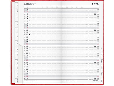 Index Planner månedskalender rød vinyl 2026