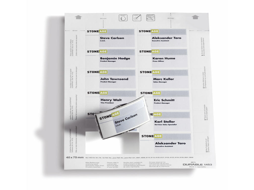 Indstik til navneskilt 75x40 mm 20 ark Durable