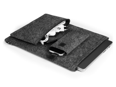 Sleeve EFFECT 16,4" incl. tilbehørsetui 60% genanvendt filt grå