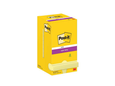 Post-it Super Sticky 76x76mm Canarygul 12 stk (654)