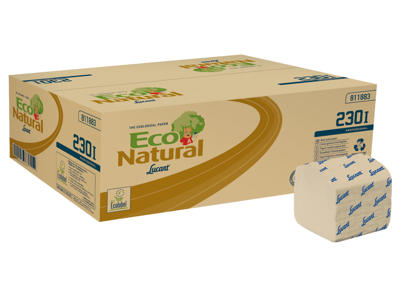Toiletpapir i ark 21x10cm Lucart T3 Natural  2 lags 100% genbrug 40x210 ark