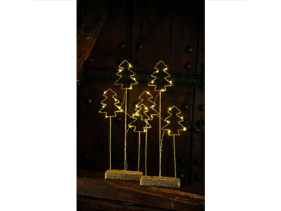 LED dekoration i metal 20x8x42,5cm med træer og glitter