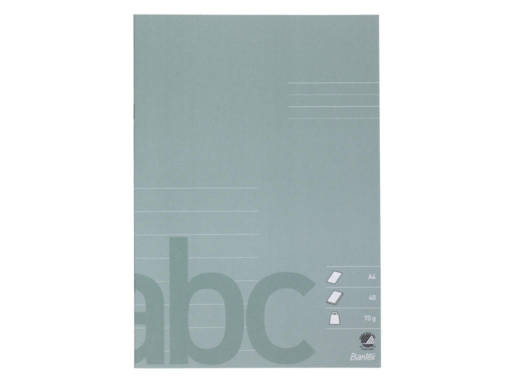 Skolehæfte A4 8 linjer støv grøn