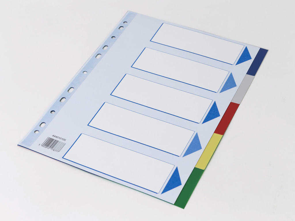 Faneblade A4 Qline 5 delt farvet plast