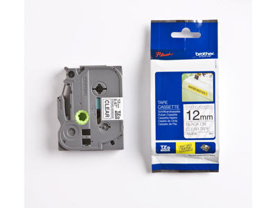 Brother tape TZeS131 12mm sort/klar stærkt klæbende