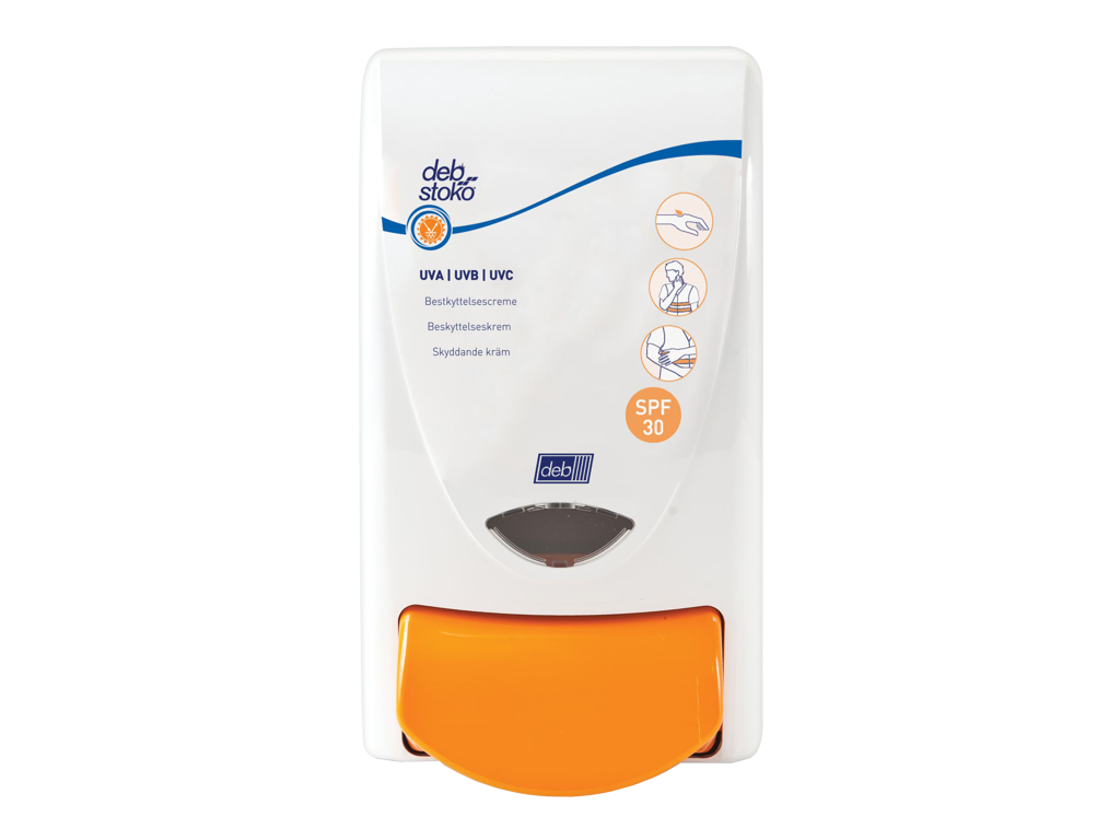 Dispenser Deb t/solcreme refill 1000 ml. hvid/orange