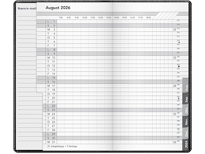 Basic månedskalender sort PP-plast 2026