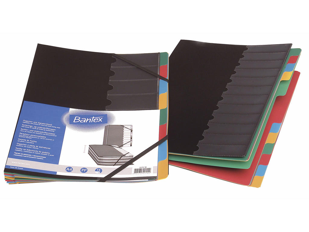 Harmonika- og sorteringsmappe A4 PP 8-delt sort