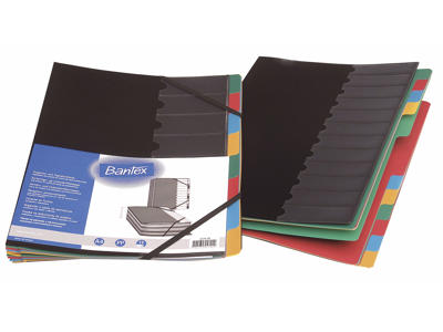 Harmonika- og sorteringsmappe A4 PP 8-delt sort