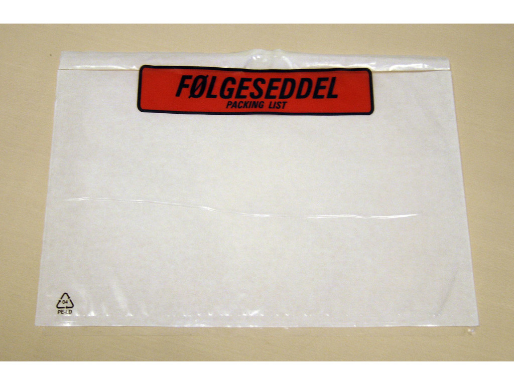 Følgeseddellomme C5 med tryk FØLGESEDDEL 1000 stk