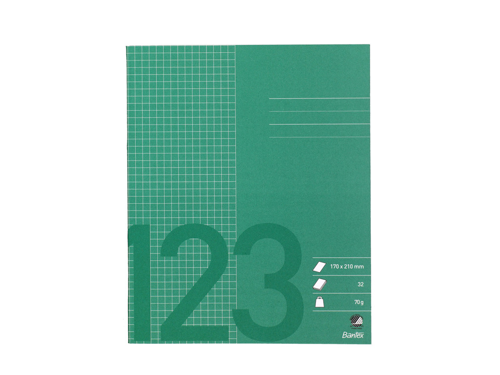 Skolehæfte 17x21 cm 5x5mm kvad grøn